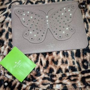 kate spade embellished "pearl & butterfly" clutch